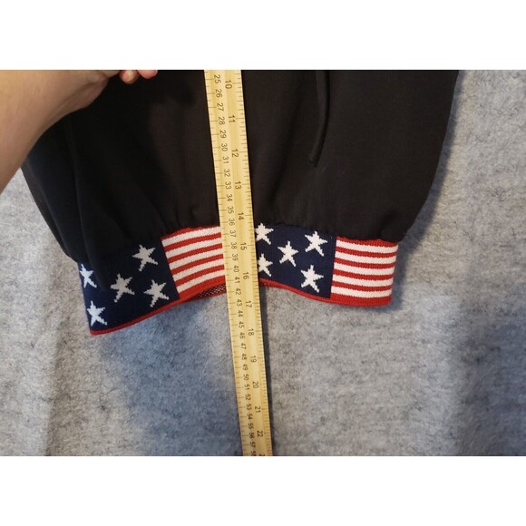 Ktoo Top Hoodie Womens Small Black Red White Stars Patriotic Sleeveless Pullover - Picture 5 of 12